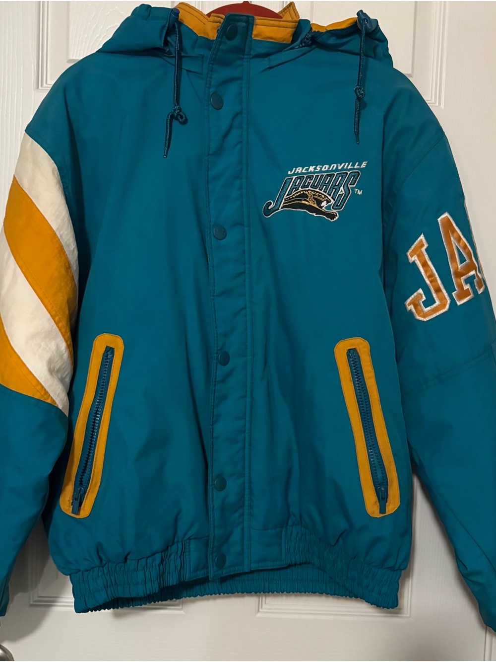 Vintage Jacksonville Jaguars Starter Puffer Jacket Hooded Original Logo Medium